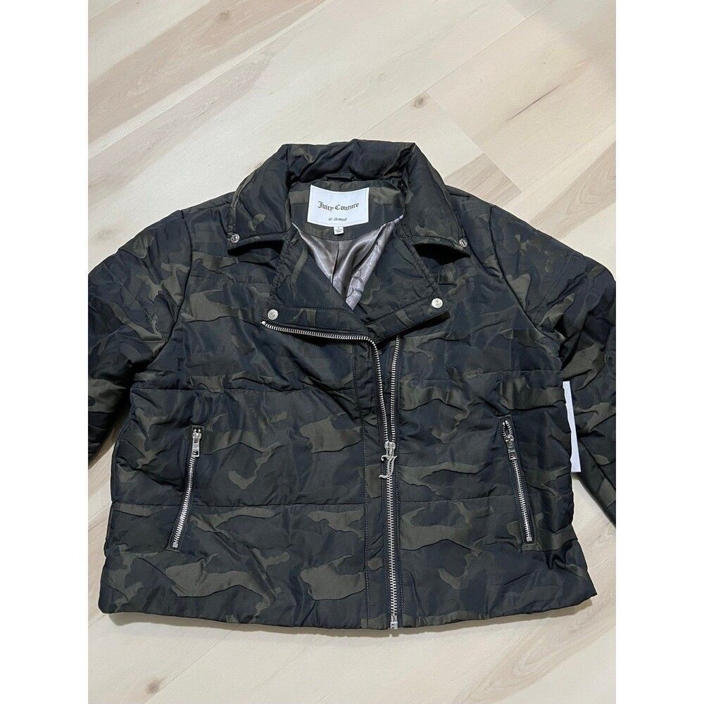NEW Juicy Couture Vintage Retro Y2K Camo Moto Puffer Jacket Spring Streetwear - Picture 6 of 12